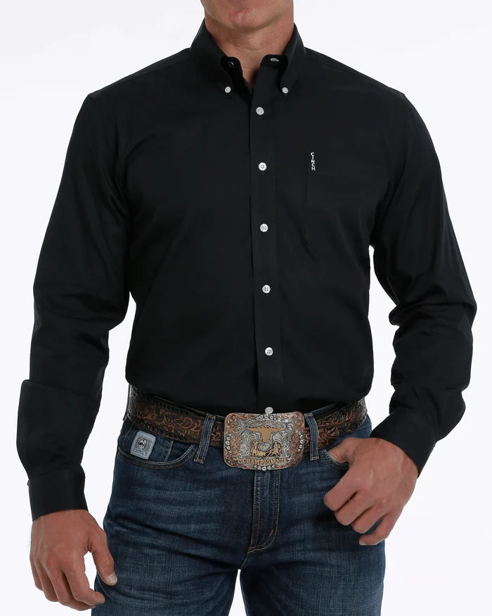 Cinch Modern Fit Button Up Long Sleeve in Black (Men's)