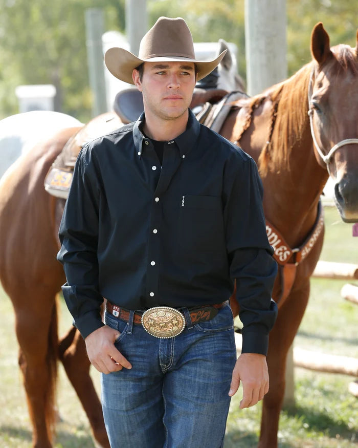 Cinch Modern Fit Button Up Long Sleeve in Black (Men's)