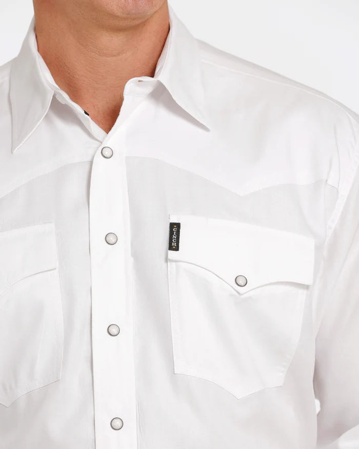 Cinch Classic Fit Long Sleeve Snap Shirt in White (Men's)