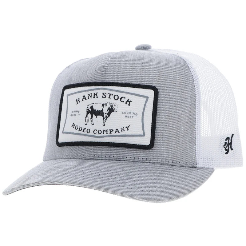 Hooey - Rank Stock Grey & White w/ Rectangle Patch Trucker Hat