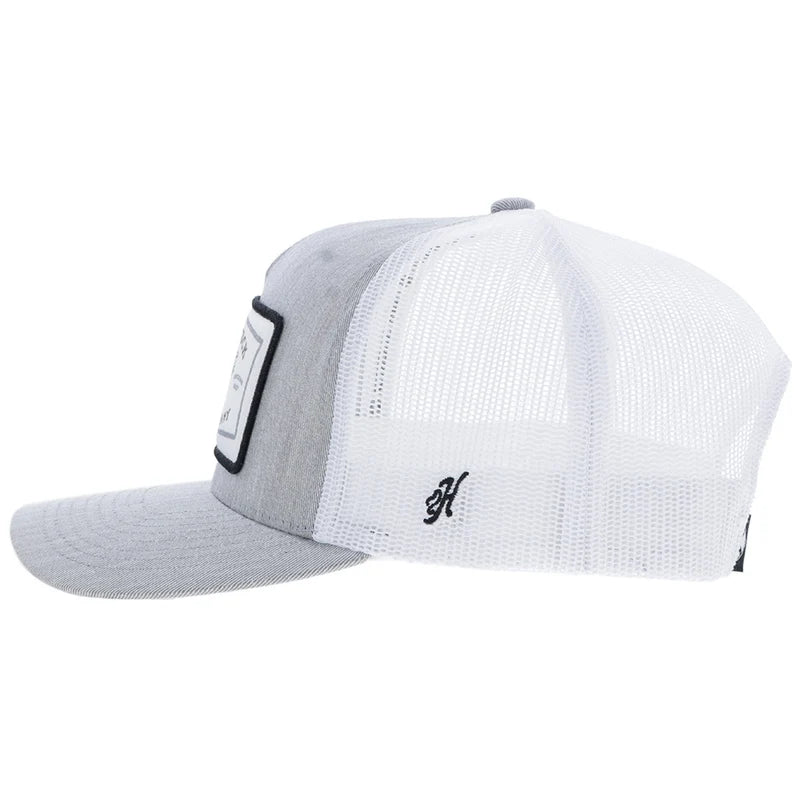Hooey - Rank Stock Grey & White w/ Rectangle Patch Trucker Hat