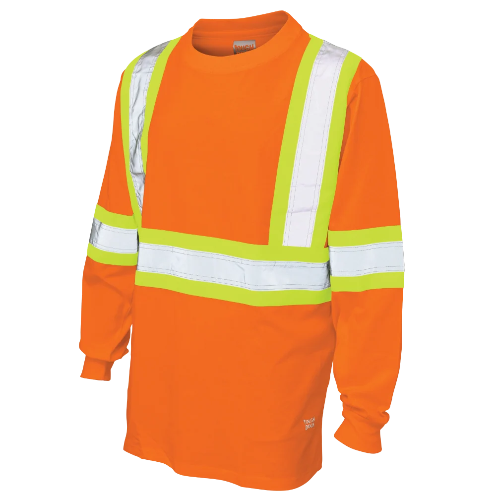 Tough Duck High Vis Safety Long-Sleeve Shirt (Orange and Yellow)