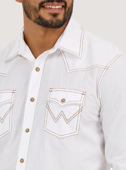 Wrangler Retro® Long Sleeve Western Snap Solid Dobby Shirt (Men's)