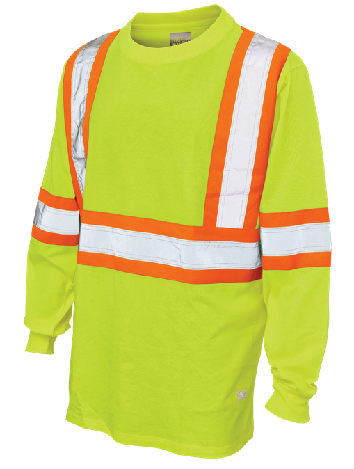 Tough Duck High Vis Safety Long-Sleeve Shirt (Orange and Yellow)