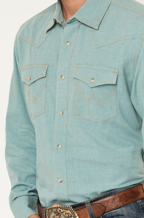 Wrangler Retro Solid Long Sleeve Snap Western Shirt (Men's)