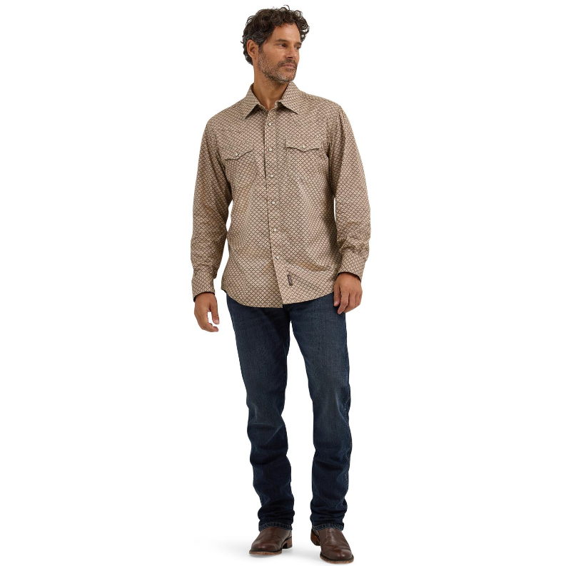 Wrangler Retro® Premium Long Sleeve Shirt - Modern Fit - Brown/Teal (Men's)