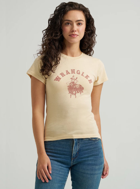 Wrangler Graphic Shrunken Tee in Cream (Women's)