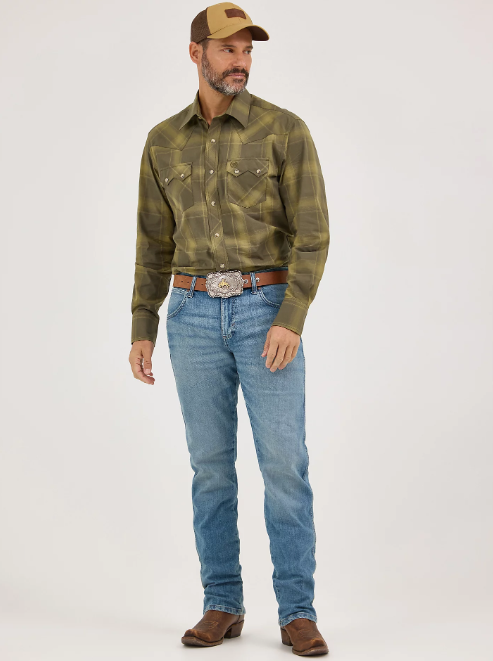 Wrangler Retro® Long Sleeve Sawtooth Snap Pocket Western Shirt (Men's)