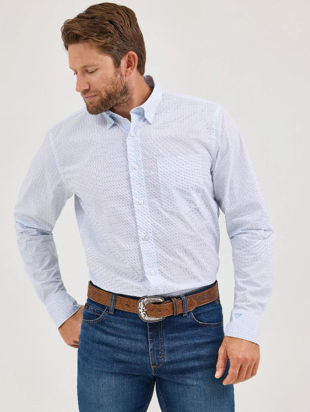 Wrangler® Cody.Johnson™ L/S Pale Blue Squared Button Shirt (Men's)