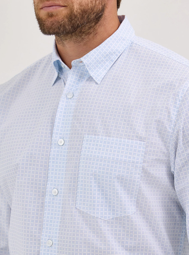 Wrangler® Cody.Johnson™ L/S Pale Blue Squared Button Shirt (Men's)