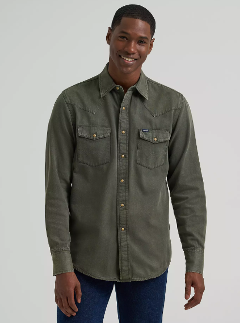 Wrangler® Colorwash Denim Western Snap Shirt (Men's)