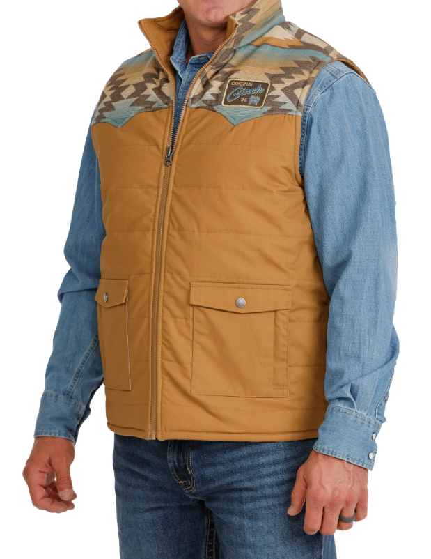 Cinch Reversable Quilted Canvas Vest in Brown/Turquoise (Men's)