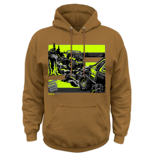 Safetyshirtz Hi-Vis Safety Stripe Hill Climb Hoodie in Duck Brown