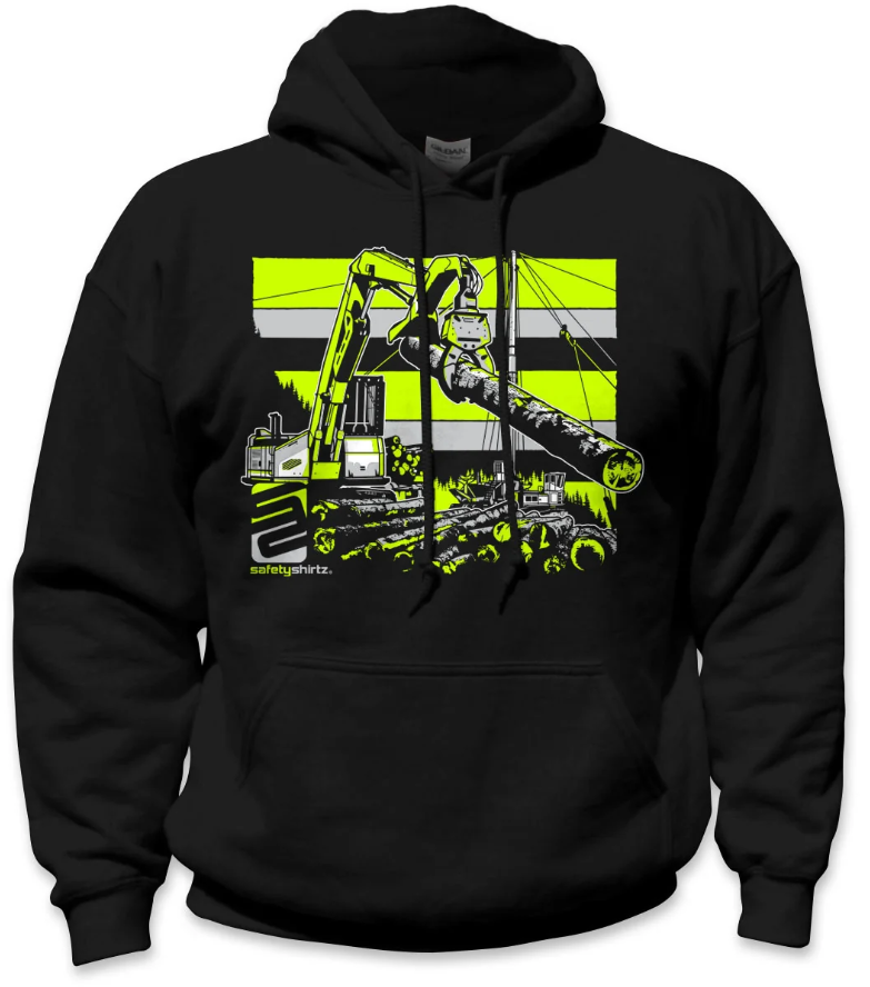 Safetyshirtz Hi-Vis Safety Stripe The Landing Hoodie in Black