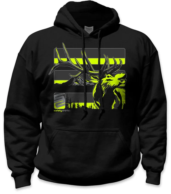 Safetyshirtz Hi-Vis Safety Stripe Elk Hoodie in Black