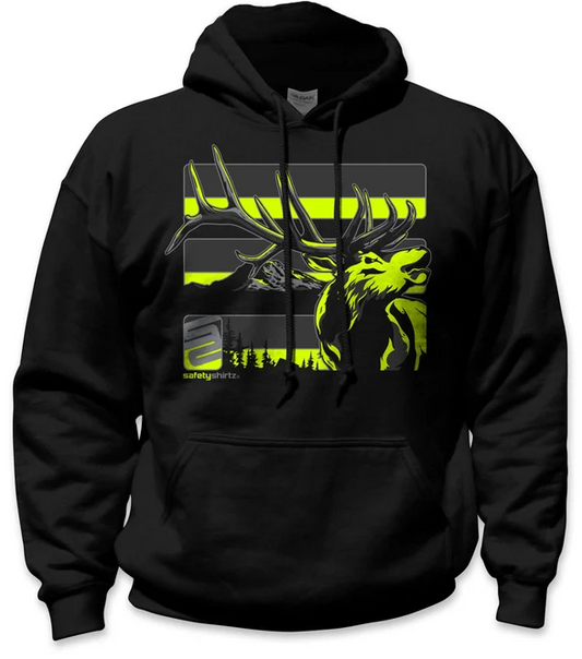 Safetyshirtz Hi-Vis Safety Stripe Elk Hoodie in Black
