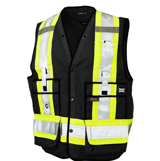 Tough Duck Poly Twill Surveyor Safety Vest in Black