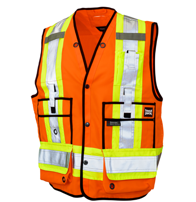 Tough Duck Poly Twill Surveyor Safety Vest in Orange