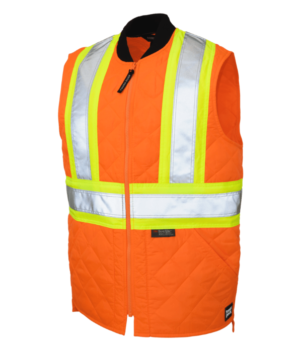 Tough Duck Quilted Safety Vest in Black and Orange