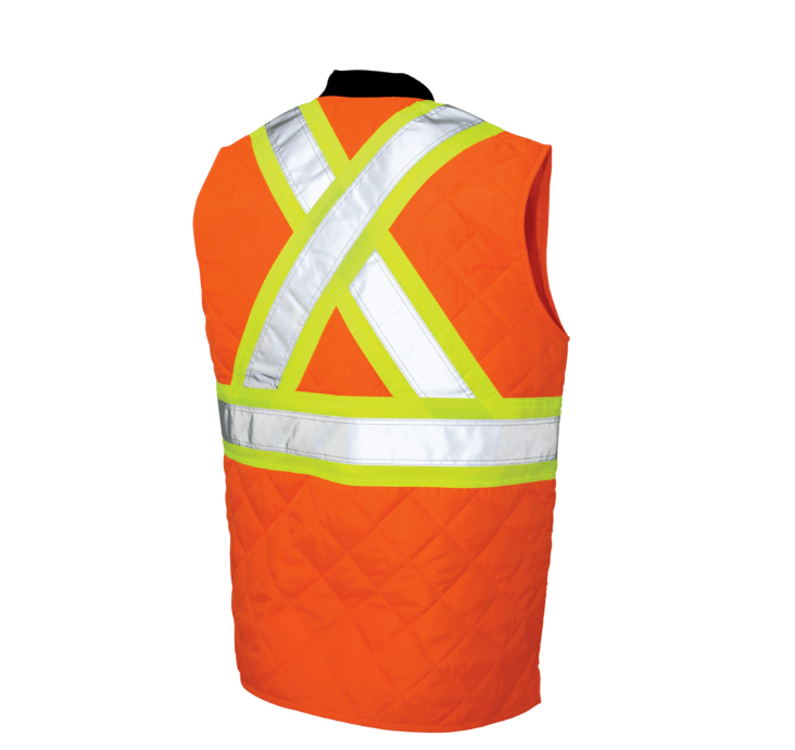 Tough Duck Quilted Safety Vest in Black and Orange