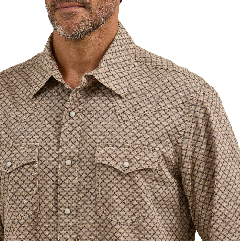 Wrangler Retro® Premium Long Sleeve Shirt - Modern Fit - Brown/Teal (Men's)