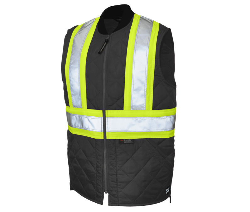 Tough Duck Quilted Safety Vest in Black and Orange