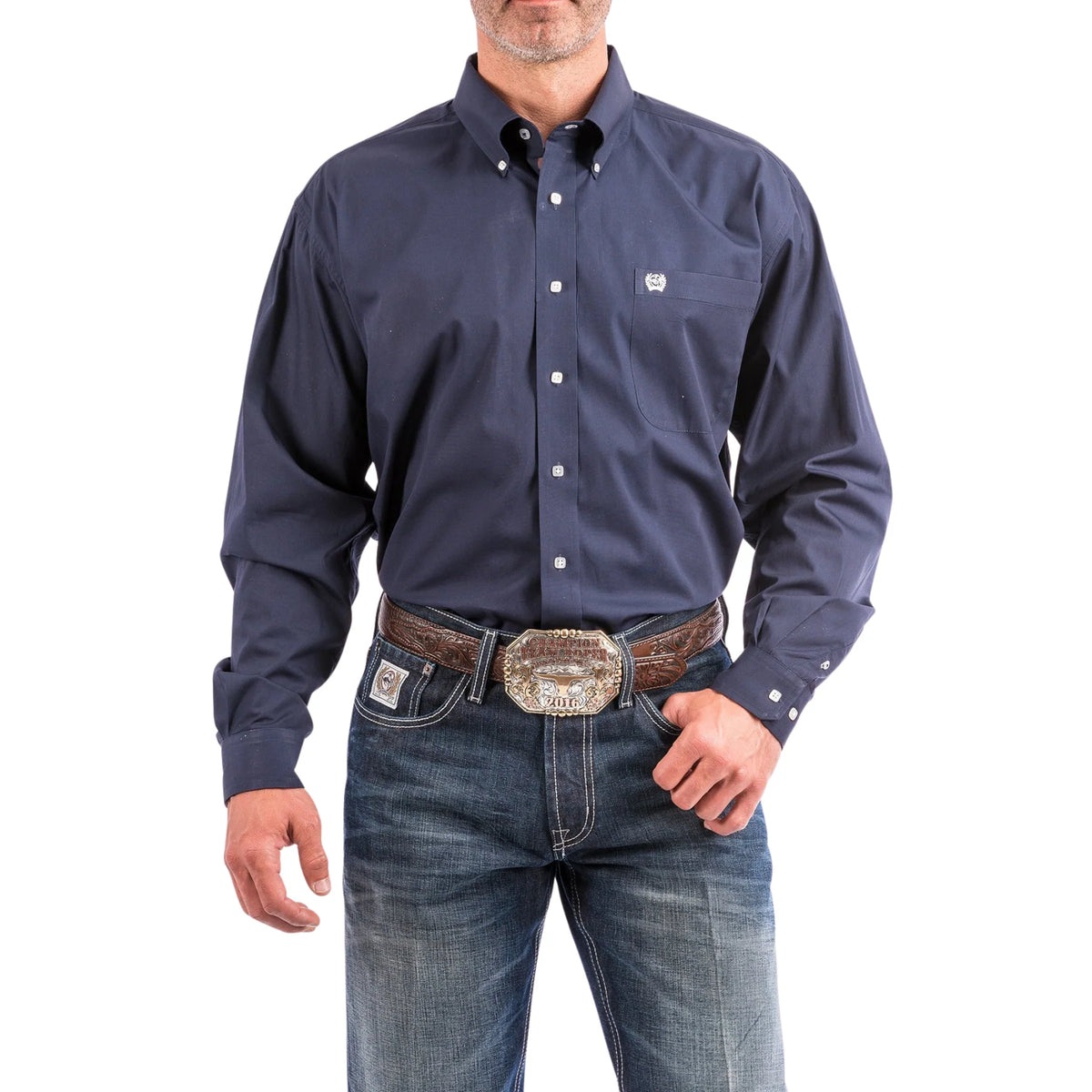 Cinch Classic Fit Button Up Long Sleeve in Navy (Men's)