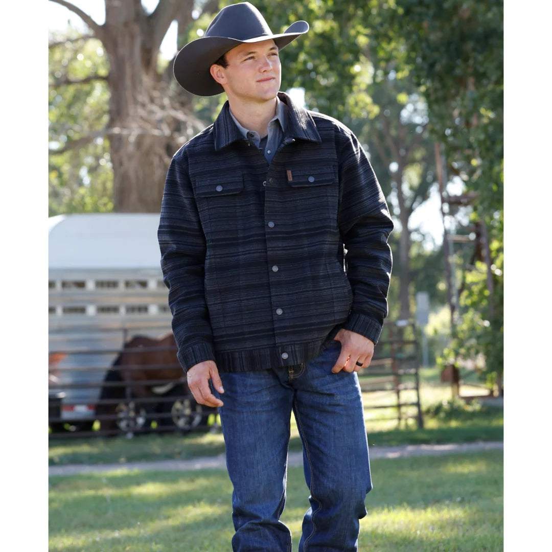 Cinch Trucker Snap Jacket in Black Stripe (Men's)