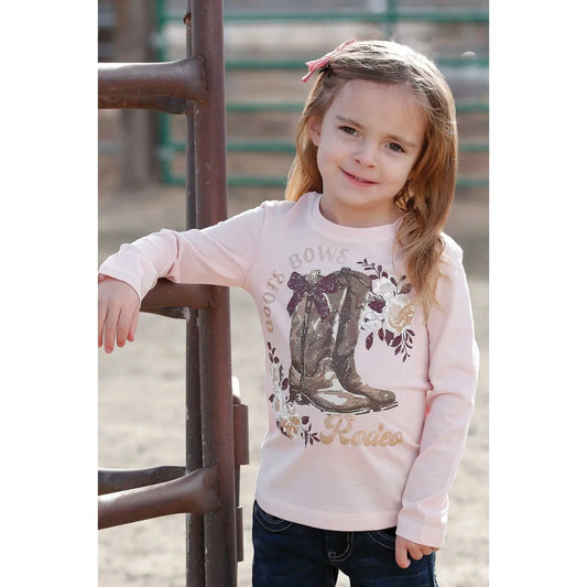 Cinch Boots and Bows Long Sleeve Shirt in Pink (Girl's)