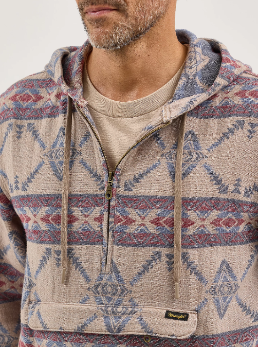 Wrangler Jacquard Quarter Zip Hooded Popover Jacket (Men's)